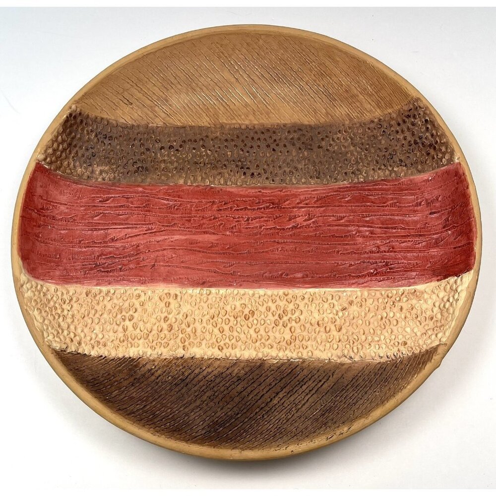 VTG 16" Round Southwestern Terra Cotta Pottery Dish Platter Saucer Philippines